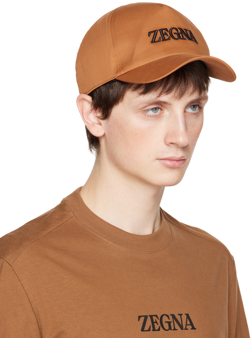 ZEGNA Orange Embroidered Cap Zegna