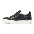 Giuseppe Zanotti Blue and Black Denim Frankie Sneakers