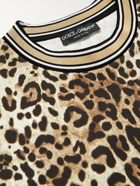DOLCE & GABBANA - Logo-Appliquéd Leopard-Print Cotton-Jersey Sweatshirt - Brown