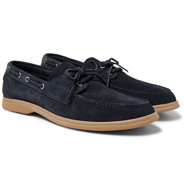 Photo: Brunello Cucinelli - Suede Boat Shoes - Navy