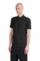 120% Lino Polo In Black Linen