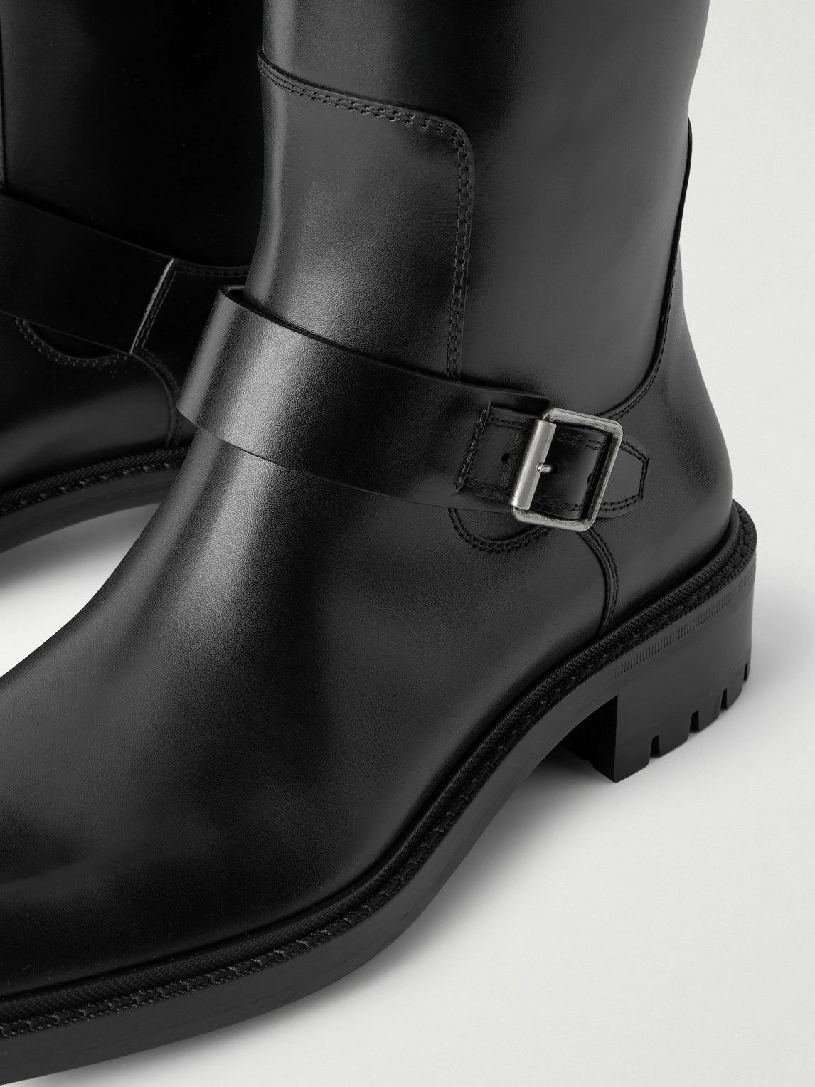 SAINT LAURENT - Vadim Buckled Leather Knee Boots - Black