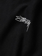 Stussy - Logo-Embroidered Cotton-Jersey Hoodie - Black