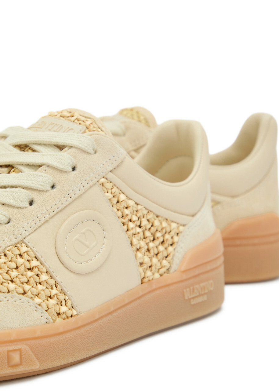 Valentino Garavani Upvillage Panelled Raffia Sneakers Beige