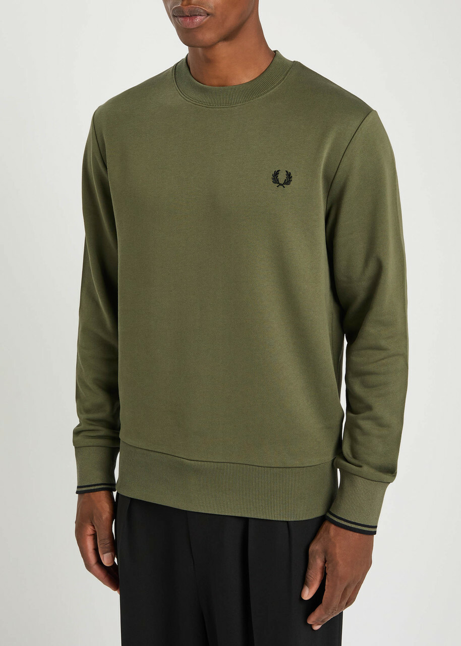 Fred Perry Logo-embroidered Cotton Sweatshirt Green
