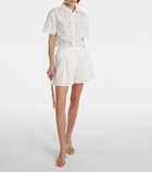 Self-Portrait High-rise embroidered cotton shorts