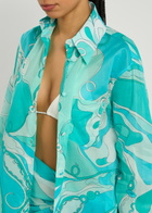 Pucci Printed Cotton Shirt Turquoise