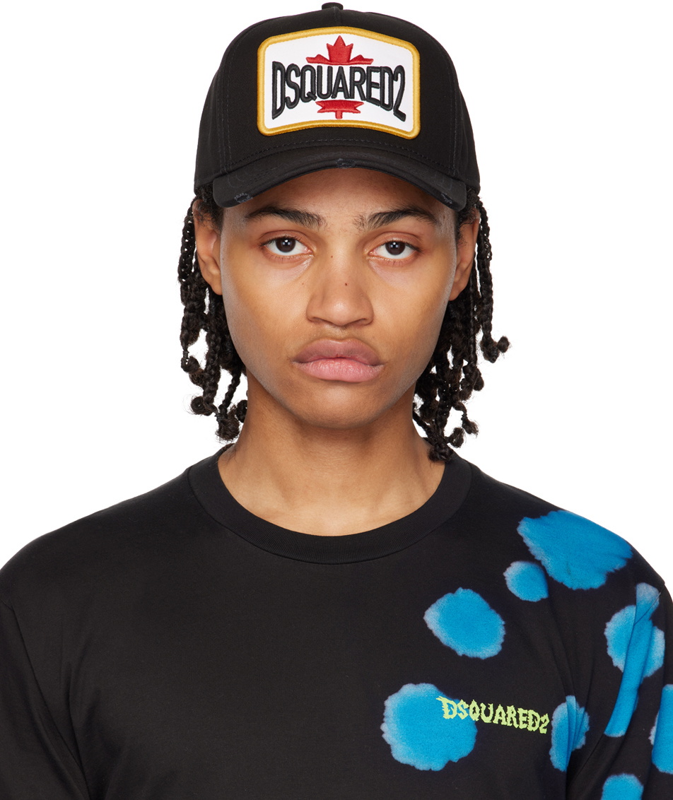 Dsquared2 Black 'D2' Patch Cap Dsquared2
