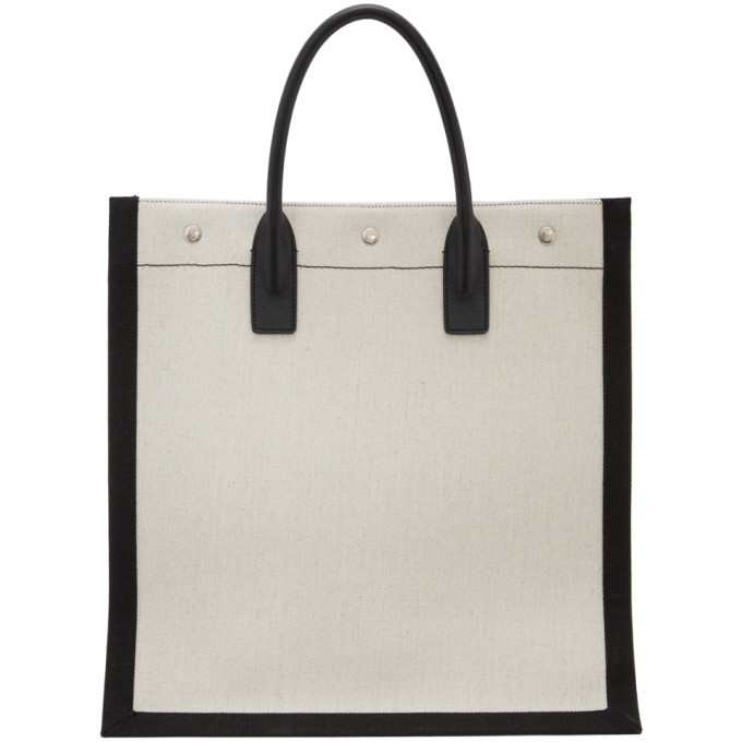 Saint Laurent Off-White and Black Rive Gauche Tote Saint Laurent