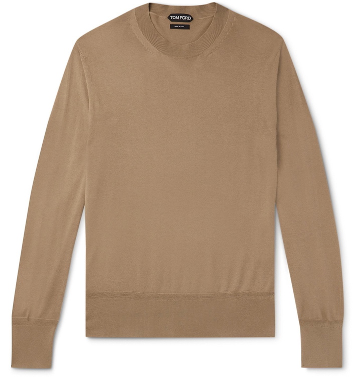 Photo: TOM FORD - Slim-Fit Sea Island Cotton Sweater - Neutrals