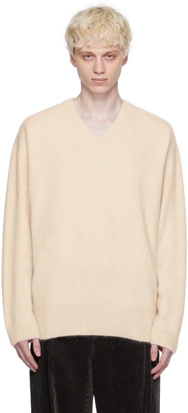 Photo: ATON Off-White Garment-Dyed Sweater