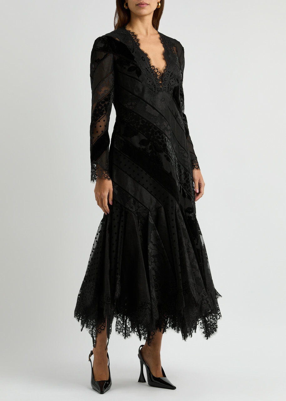 Zimmermann スカート ブラック系 Zimmermann Eden Panelled Tulle Midi Dress Black Zimmermann