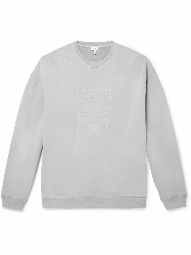 Photo: LOEWE - Logo-Embroidered Cotton-Jersey Sweatshirt - Gray