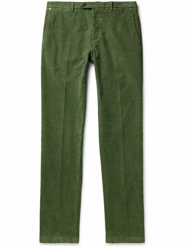Photo: Kiton - Slim-Fit Cotton and Wool-Blend Corduroy Trousers - Green
