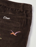 DIME - Dino Wide-Leg Logo-Embroidered Cotton-Corduroy Trousers - Brown