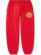 Y,IWO - Tapered Logo-Print Cotton-Jersey Sweatpants - Red