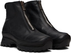Guidi Black VS01 Leather Front Zip Ankle Boots