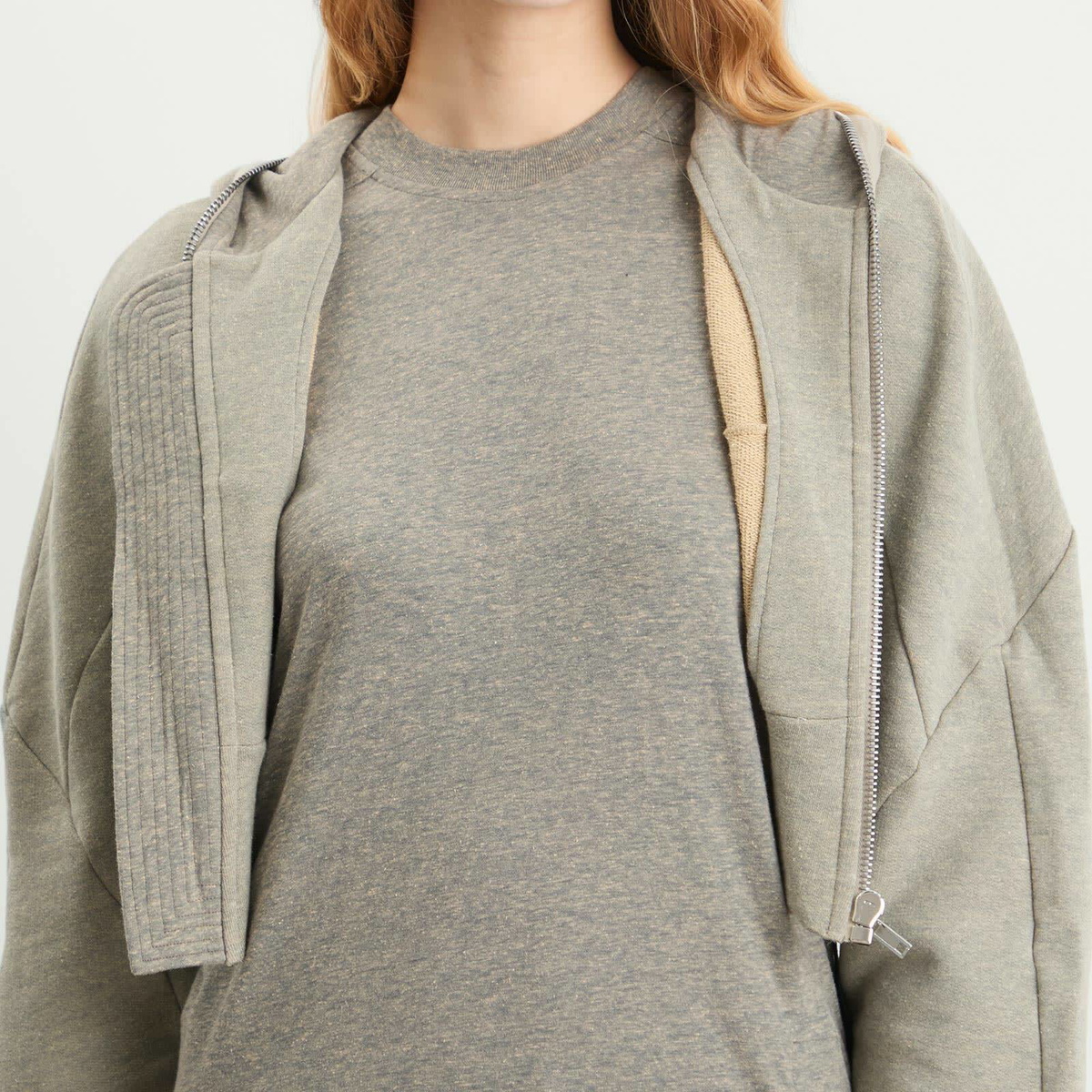 Rick Owens DRKSHDW Women's Collage Gimp Hoodie in Grey Melange