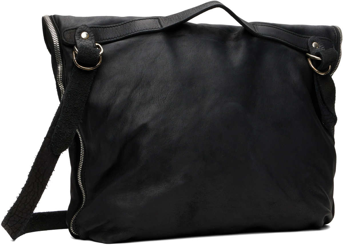 Guidi Black Leather Messenger Bag
