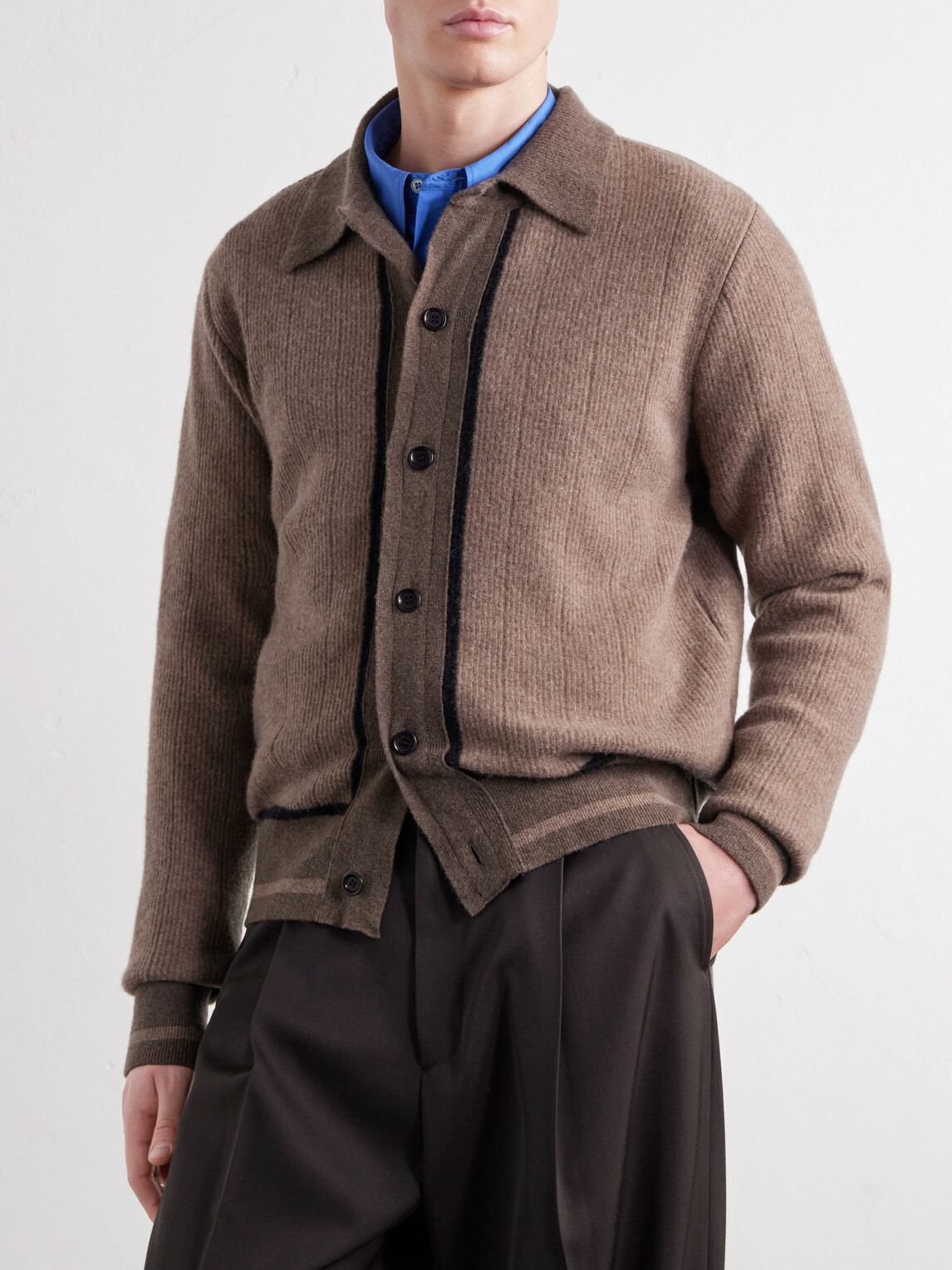 Oliver Spencer - Britten Ribbed Merino Wool Cardigan - Brown