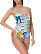 MC2 Saint Barth Woman One-piece Swimsuit Cecille With Postcards Print