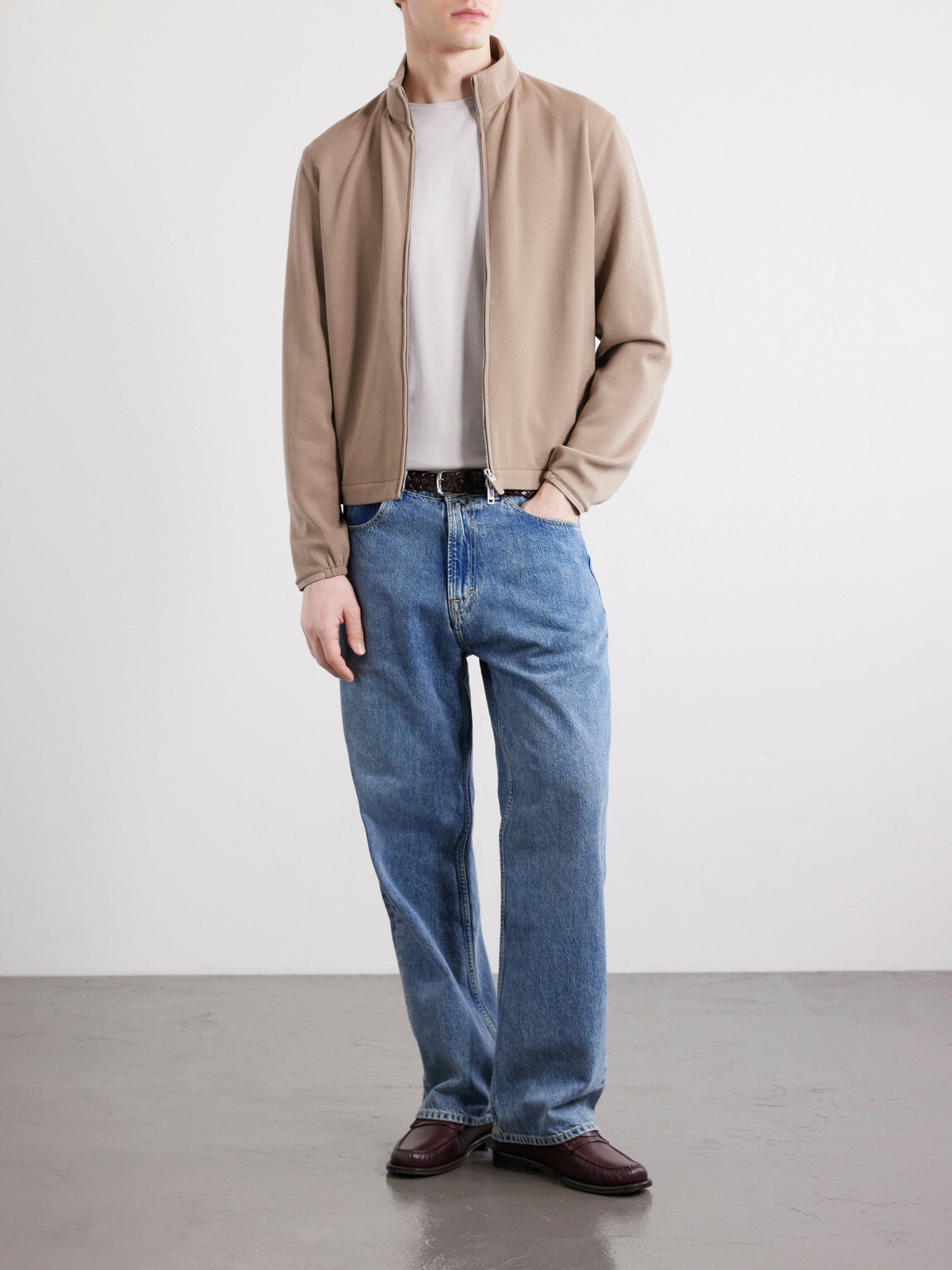 Zegna - Honeycomb-Knit Cotton, Wool and Silk-Blend Zip-Up Sweater - Brown