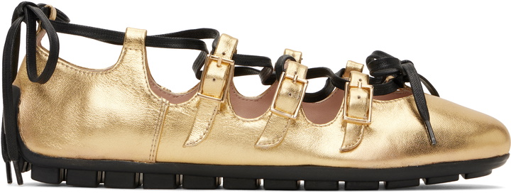 Photo: Simone Rocha Gold Ghillie Grip Ballerina Flats