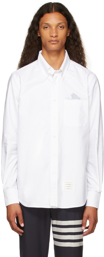 Photo: Thom Browne White Oxford Fish Out Of Water Embroidery Shirt