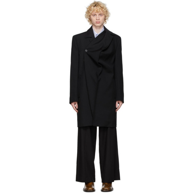 Photo: Y/Project Black Wool Twisted Coat