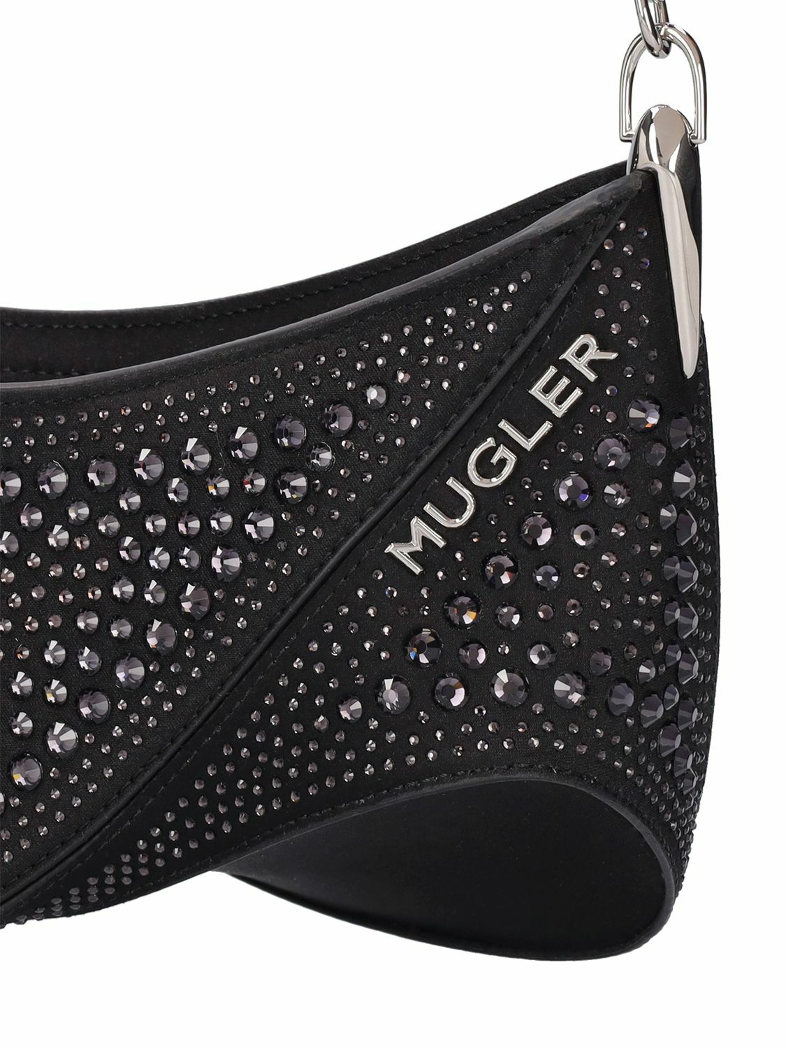 MUGLER - Mini Spiral Curve Crystal Top Handle Bag