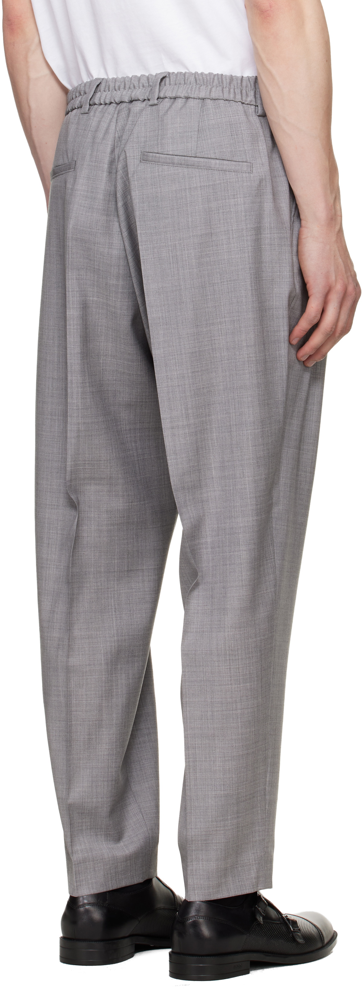 BOSS Gray Pleated Trousers