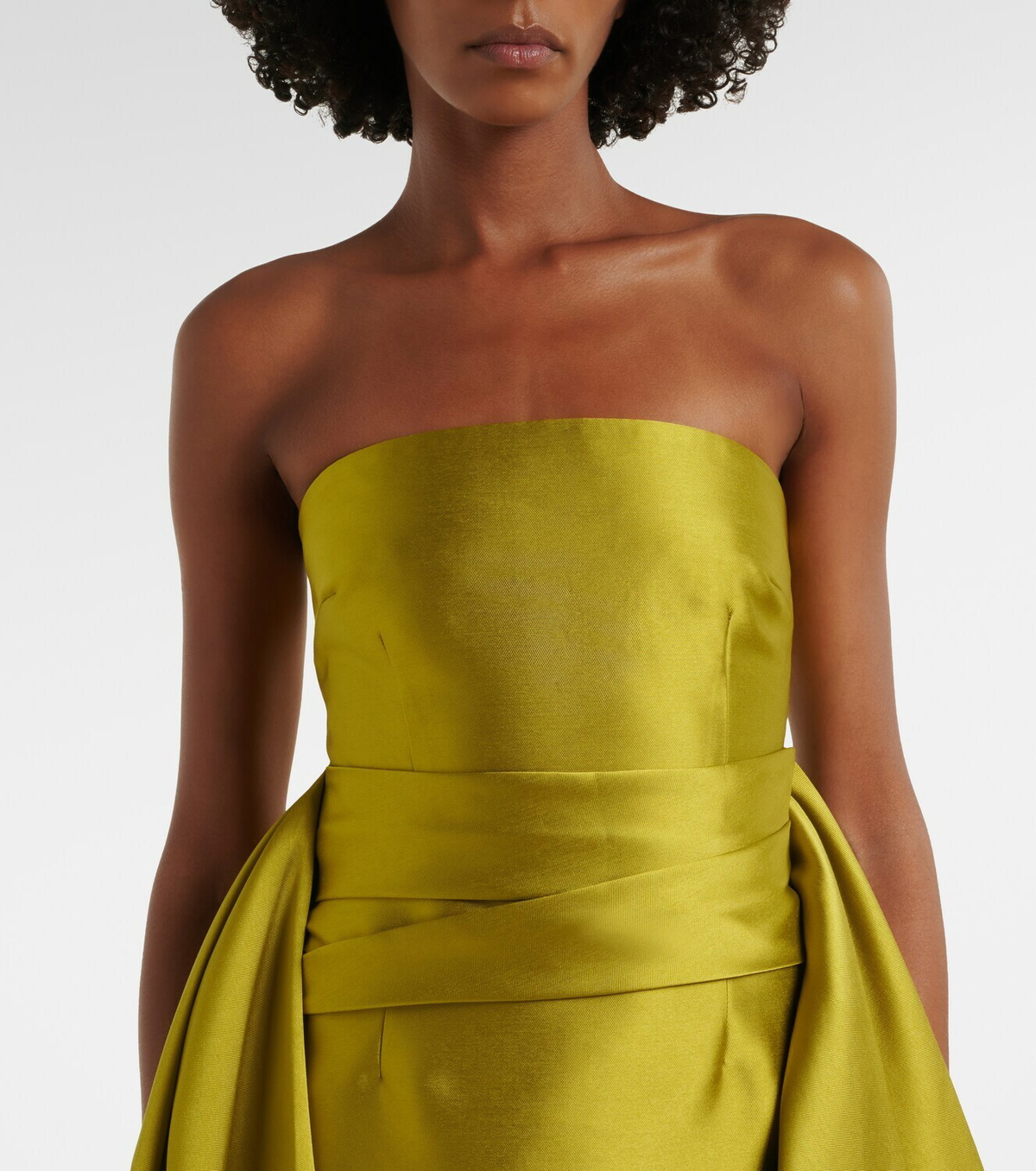 Solace London Draped strapless satin gown