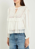 Rixo Diann Embroidered Cotton top Ivory