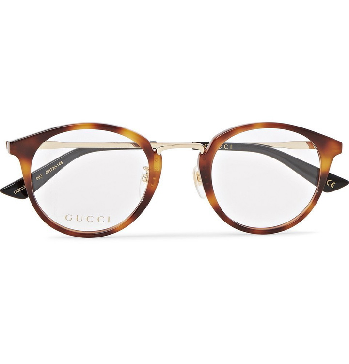 Photo: Gucci - Round-Frame Tortoiseshell Acetate and Gold-Tone Optical Glasses - Men - Tan