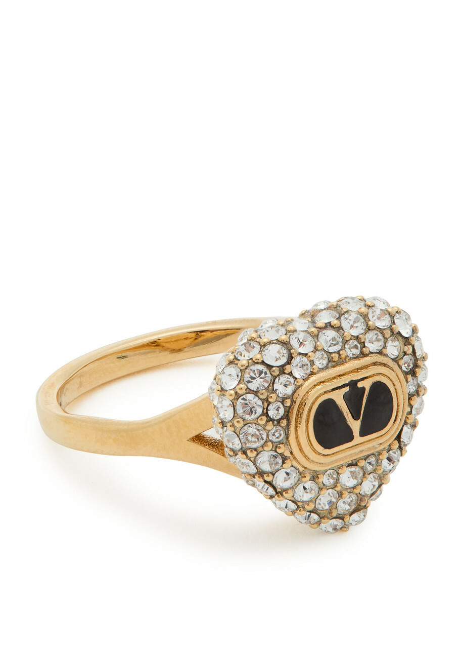 Valentino Garavani Coeur Royal Pavé Ring Gold