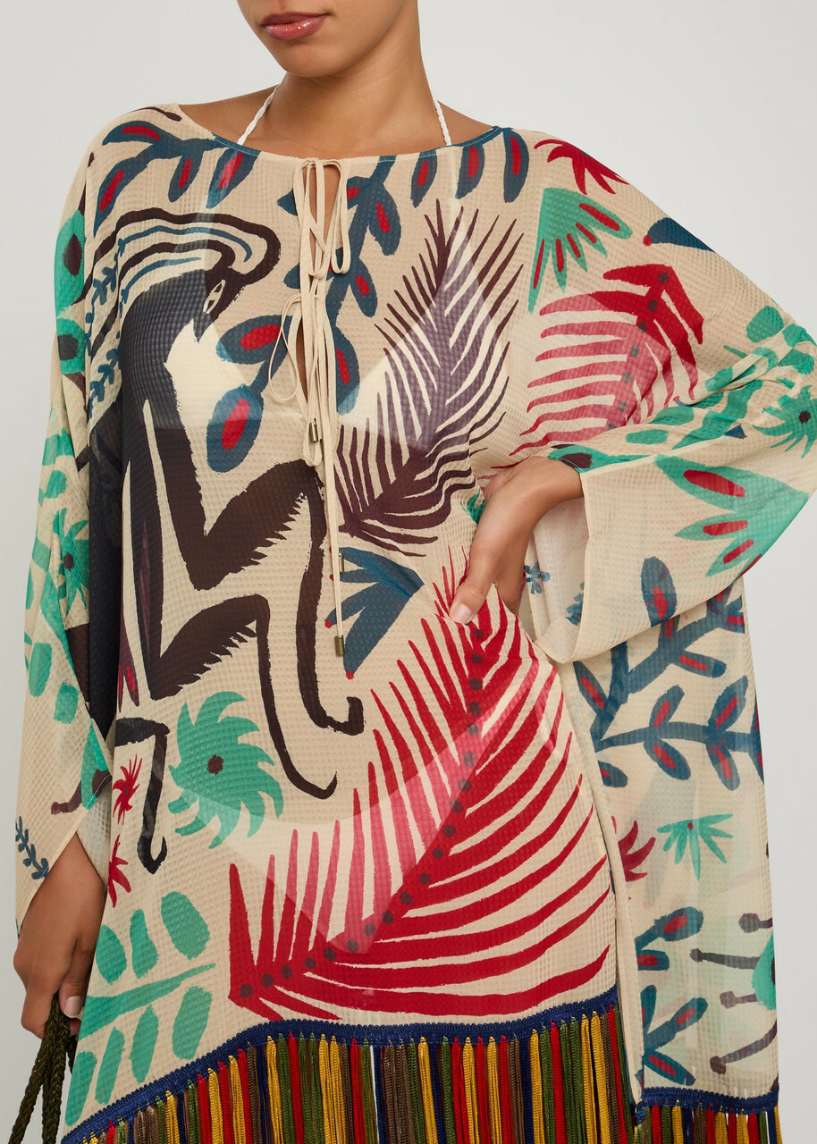 Etro Printed Fringed Sheer Seersucker Cover-up - Multicoloured - One Size