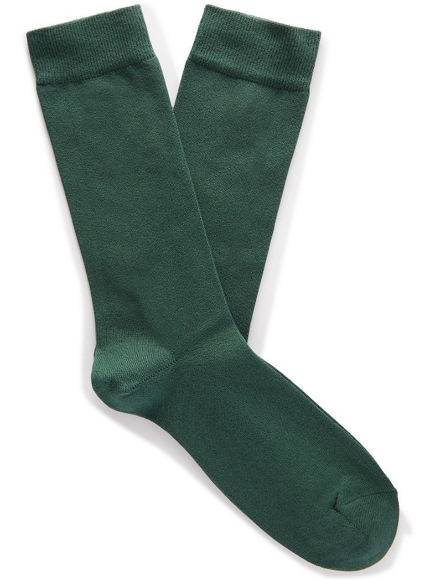 Photo: Sunspel - Stretch Cotton-Blend Socks - Green