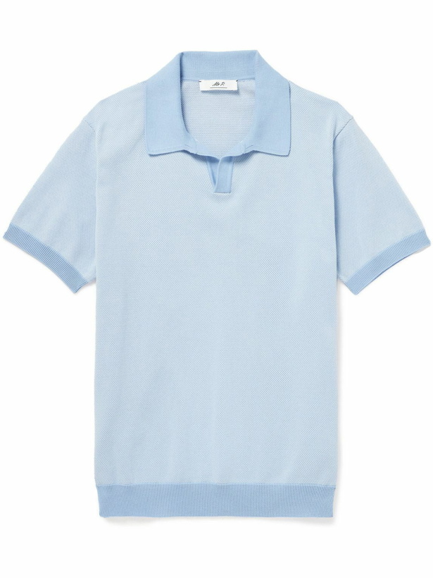 Photo: Mr P. - Honeycomb-Knit Cotton Polo Shirt - Blue