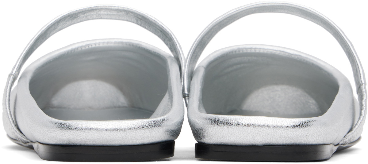 Marni Silver Leather Little Bow Sabot Slippers