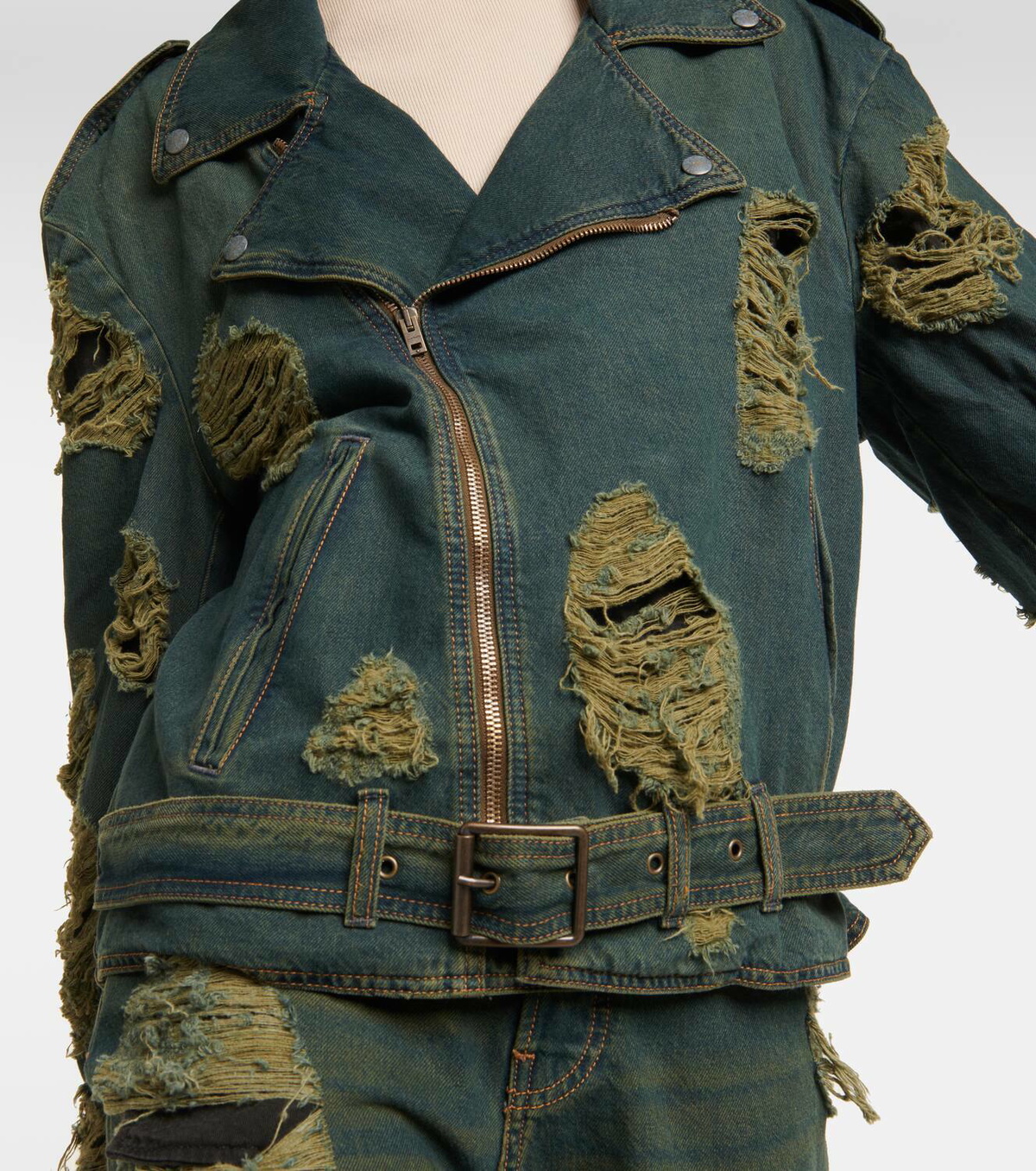 Acne Studios Distressed denim biker jacket