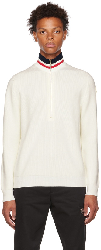 Photo: Moncler Off-White Half-Zip Sweater