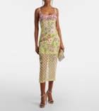 Là Fuori Floral embellished mesh cocktail dress