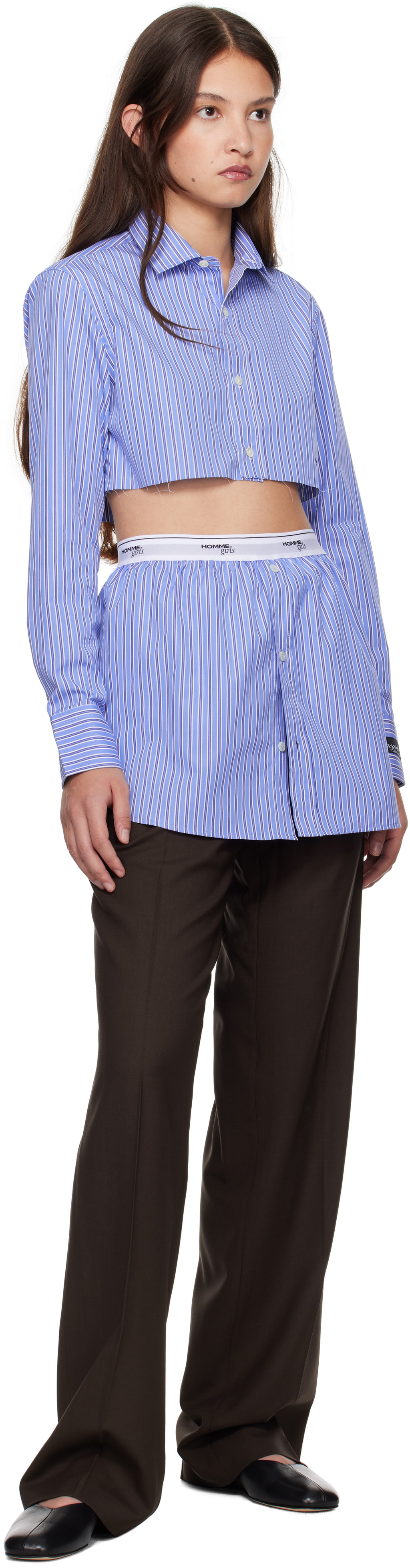 HommeGirls Navy Super Cropped Shirt Hommegirls