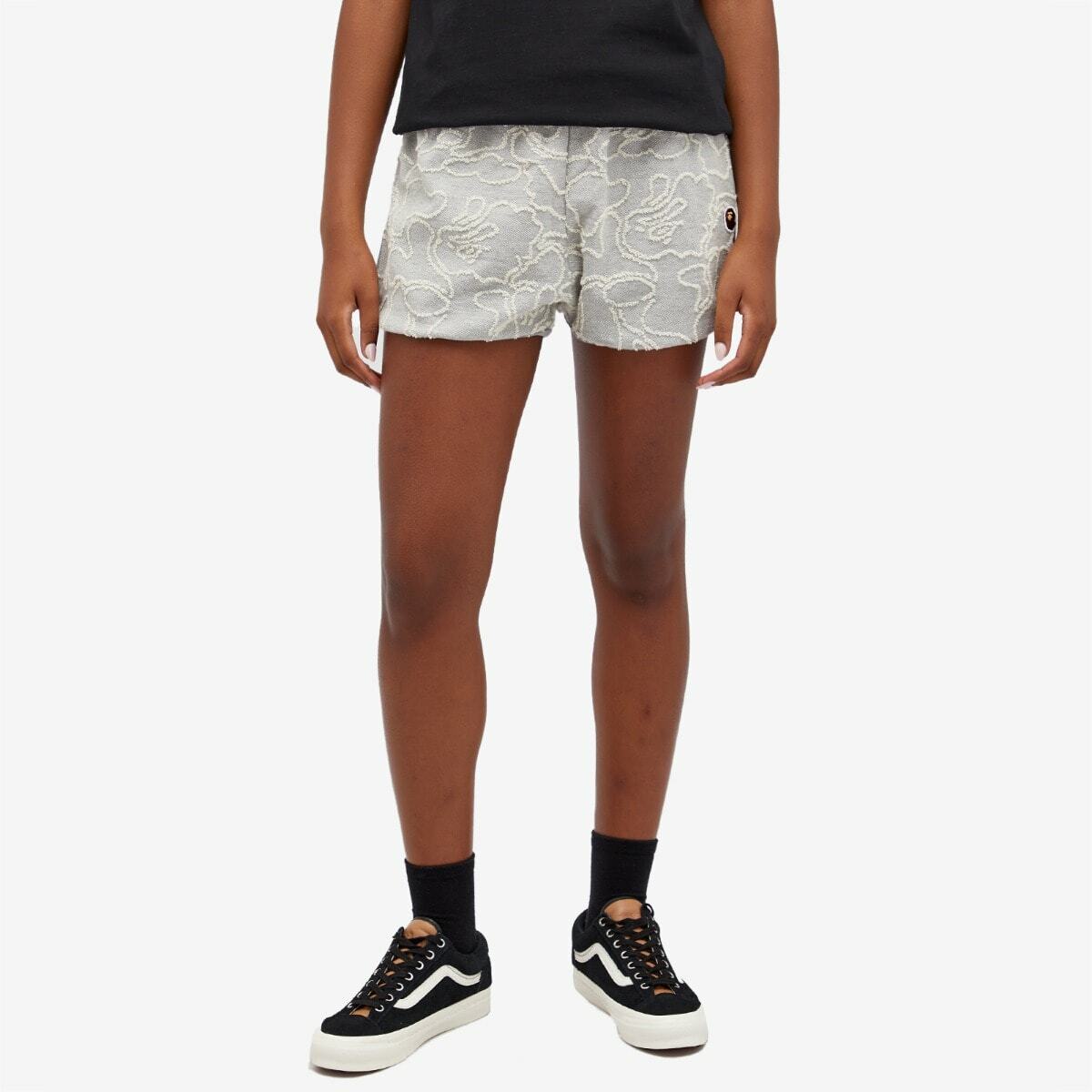 A Bathing Ape Women's Neon Camo Jacquard Shorts in Grey