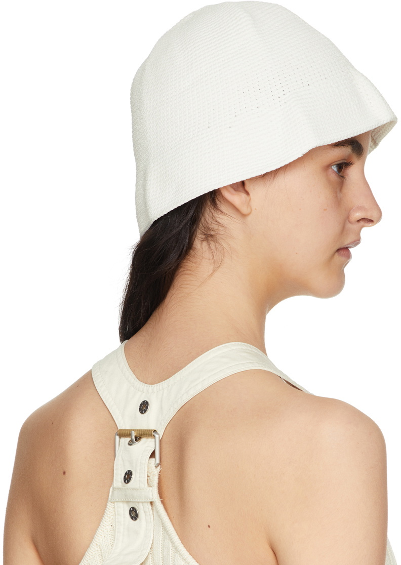 Dion Lee White Crochet Beach Hat