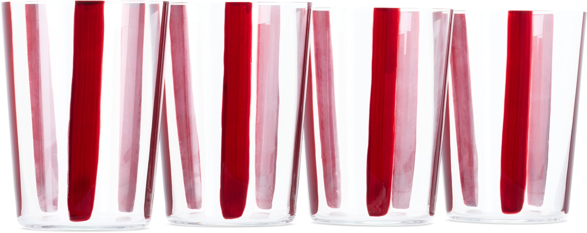 The Conran Shop Burgundy Nova Stripe Tumbler Set, 4 pcs
