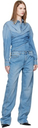 Mugler Blue High-Waisted Corset Jeans