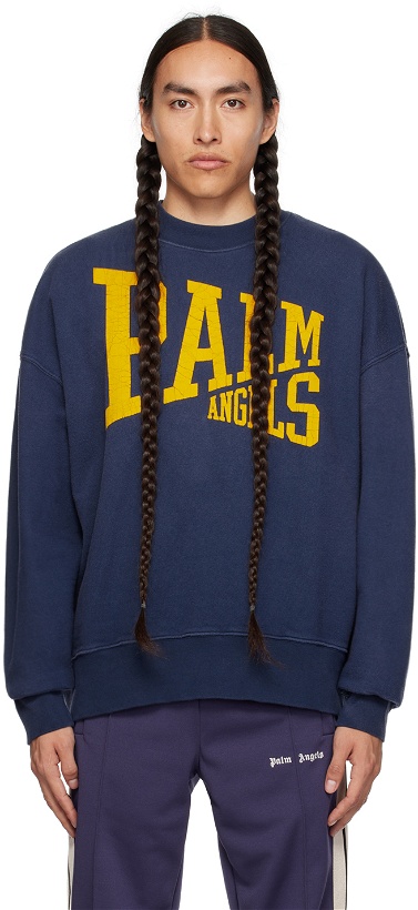 Photo: Palm Angels Navy College Sweatshirt