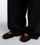 Dries Van Noten Leather-trimmed velvet ballet flats