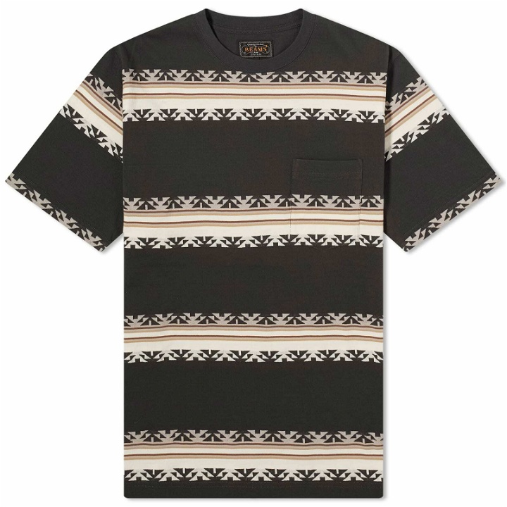 Photo: Beams Plus Men's Jacquard Stripe Pocket T-Shirt in Charcoal
